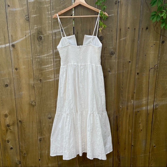 Cotton White Jacquard Textured Midi Dress 🌿 - Picture 8 of 12